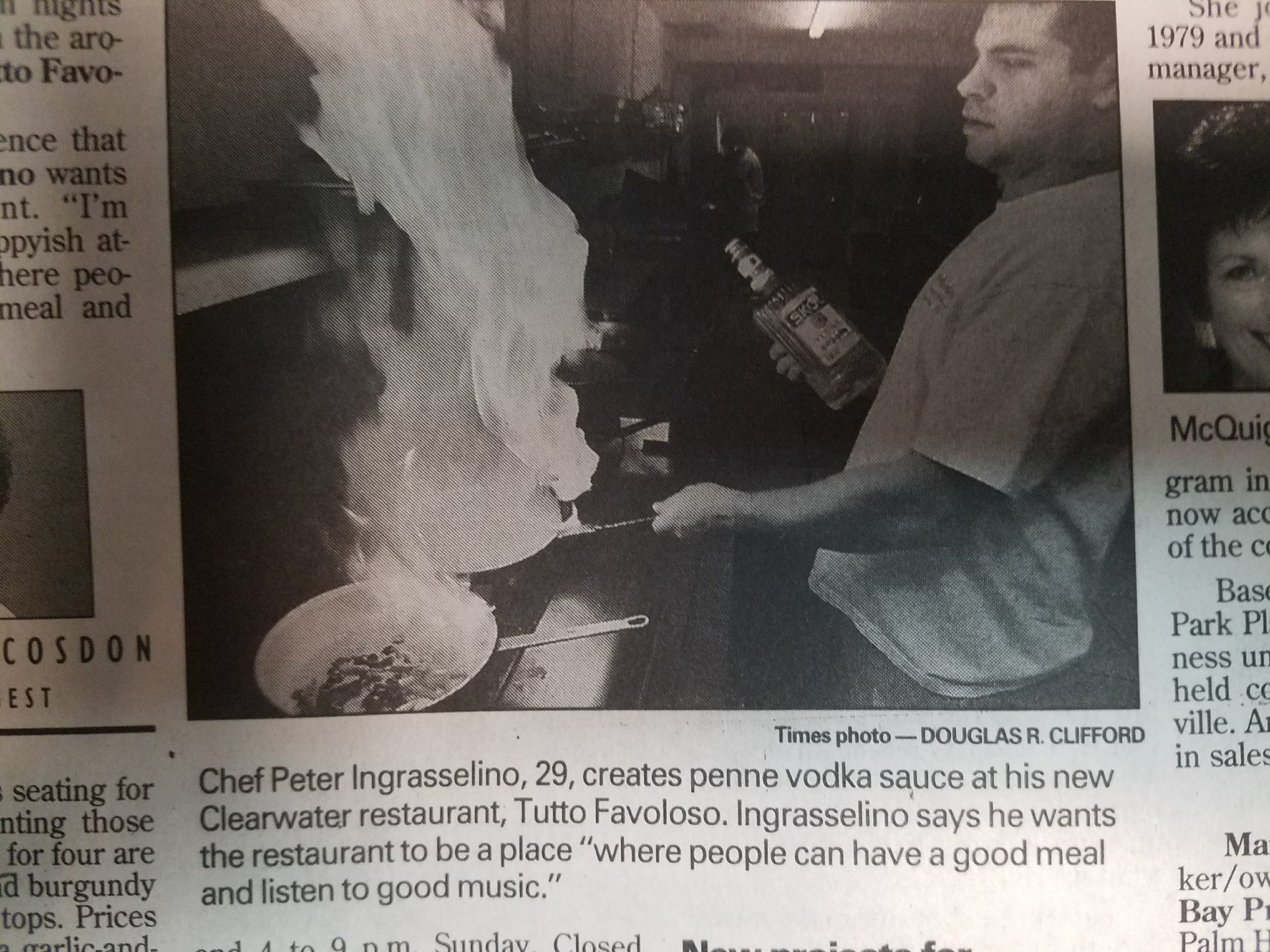 Flame-finished penne vodka